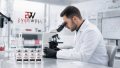 Researcher working with a microscope in a laboratory